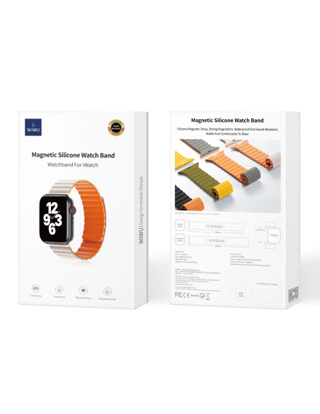 38/40/41mm Blanco + Naranja Correa Magnética Silicona iWatch