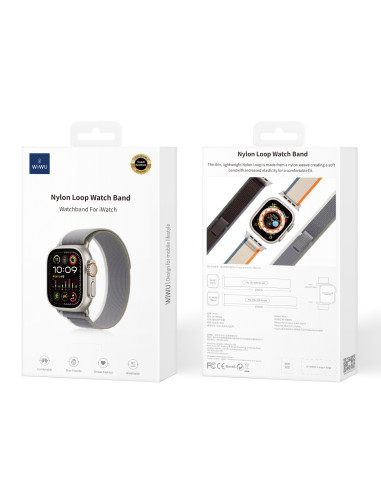 Correa de nailon para Apple Watch 42/44/45/49 mm, color gris