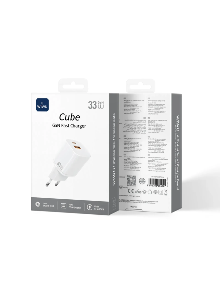 GaN Cube 33W USB C+A Fast Charger – EU Plug