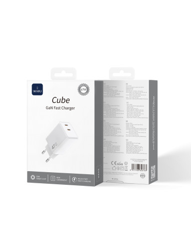 Cube – Cargador Rápido GaN 45W PD (2C) y Cable (C-C)