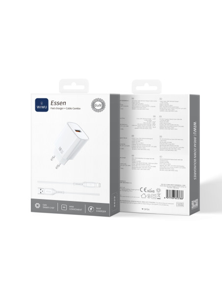 Essen Cargador GaN Rápido de 18 W con Cable A-L