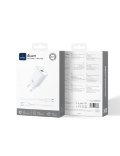 Essen 18W GaN Fast Charger with USB A-C Cable – EU Plug