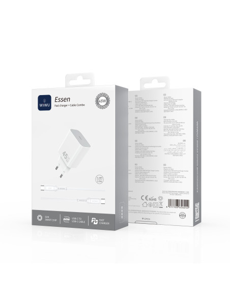 Essen – Cargador Rápido GaN 45W PD (C) y Cable 60W (C-C)