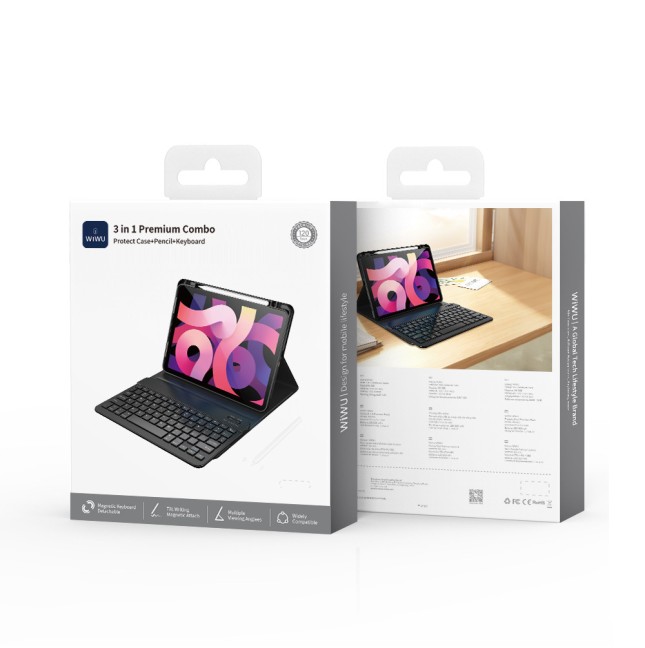 Protective Keyboard Case 10.2"/10.5" Premium Combo 3 in 1 Case+Pencil+Keyboard Black