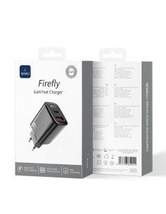 Firefly – Cargador Rápido GaN 20W PD (A+C) con Pantalla Digital