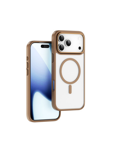iPhone 17 Pro Case with MagSafe White Matte with Brown Edges ARMOR PRO
