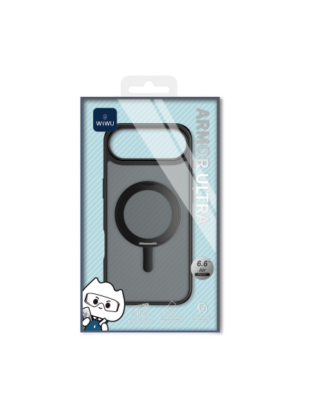 Funda iPhone 17 Air con Soporte y MagSafe Mate Negro con Bordes Negro ARMOR ULTRA