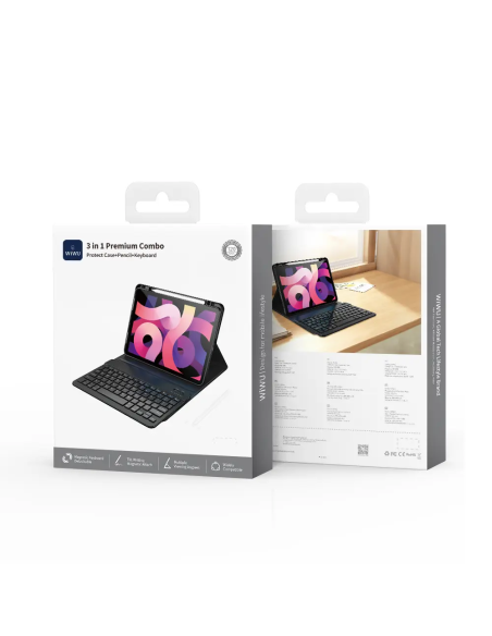 iPad Air 13"/12.9" Premium Combo Keyboard Case 3 in 1 Case+Pencil+Keyboard Black (Arabic+English)